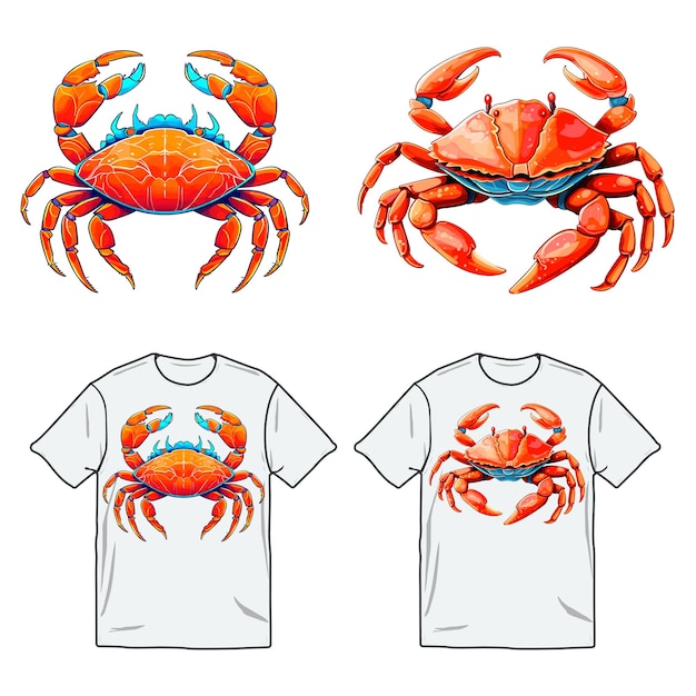 Krab kleurrijke wotercolor neonillustratie in t-shirtontwerp