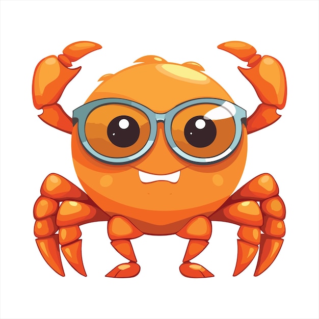 Vector krab leuke grappige cartoon kawaii clipart kleurrijke aquarel dier huisdier sticker illustratie