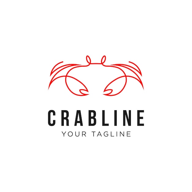 Krab lijn monoline logo ontwerp vector