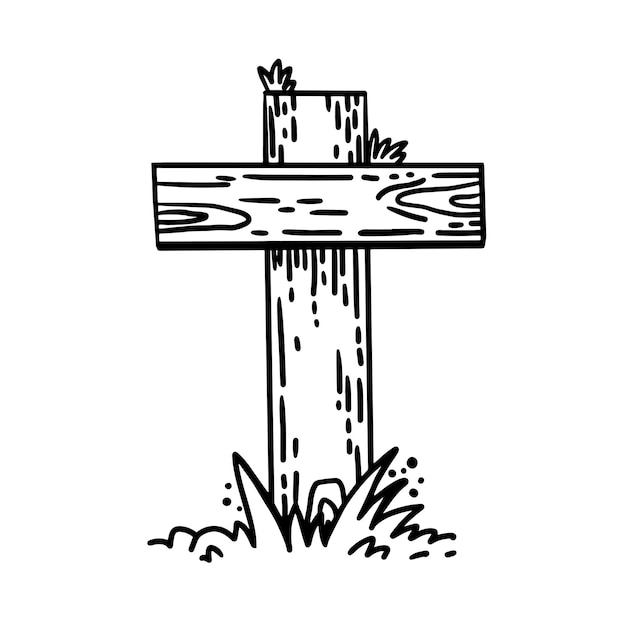 Krabbel hand getekende kruis vector schets stijl