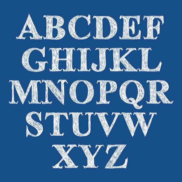Krabbel handgeschreven lettertype, vector vers geborsteld alfabet.