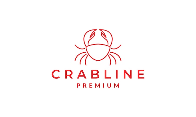 Krabben lijnen zeevruchten rood logo vector pictogram illustratie ontwerp