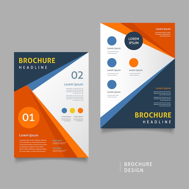 Krachtig bedrijfsbrochuresjabloonontwerp met driehoek- en cirkelelementen Premium Vector