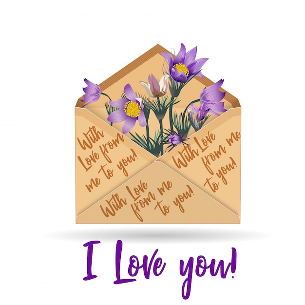 Vector kraft paper envelope an anemone patens