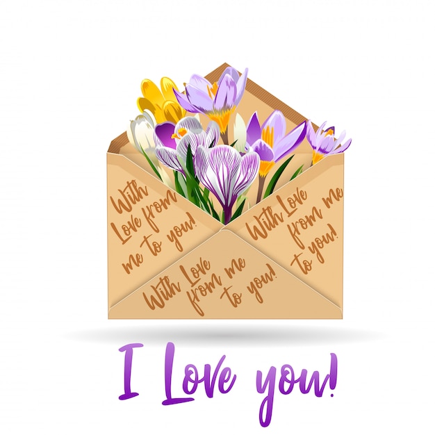 Vector kraft paper envelope crocus