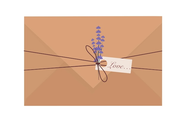 花の手紙の封筒が付いているクラフト紙の封筒結婚式の招待状に使用することができます