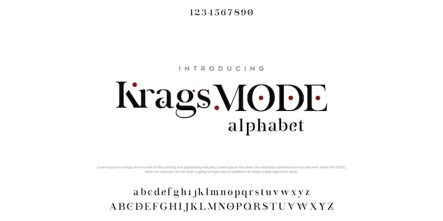 Krags 모드 추상 패션 글꼴 알파벳 최소 현대 타이포그래피 서체