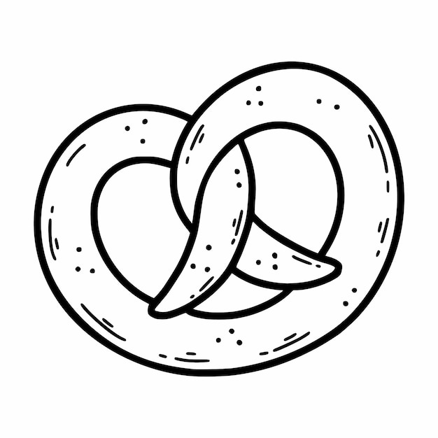Krakeling Duits broodje Croissant Heerlijke gebakjes Vector doodle illustratie Pictogram op witte achtergrond Schets