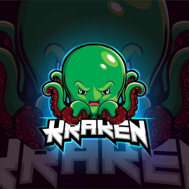 Kraken mascotte esport logo design