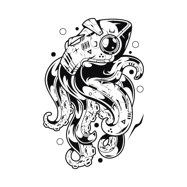 Vector kraken monster illustration and tshirt design