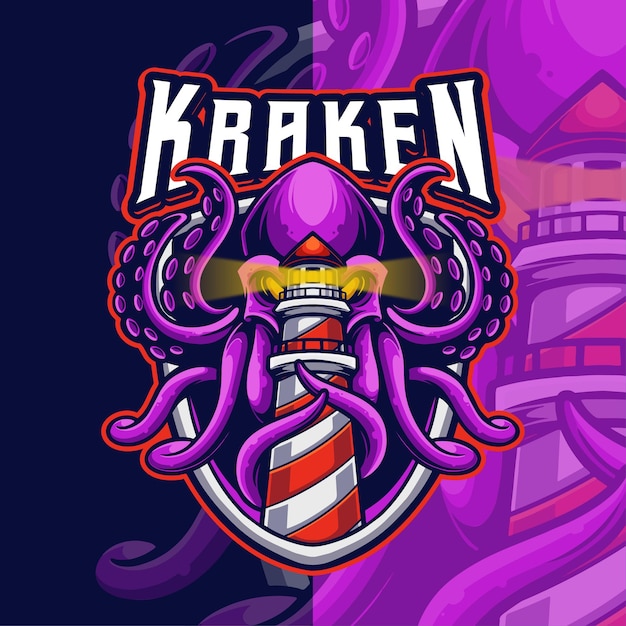 Шаблон логотипа талисмана kraken monster