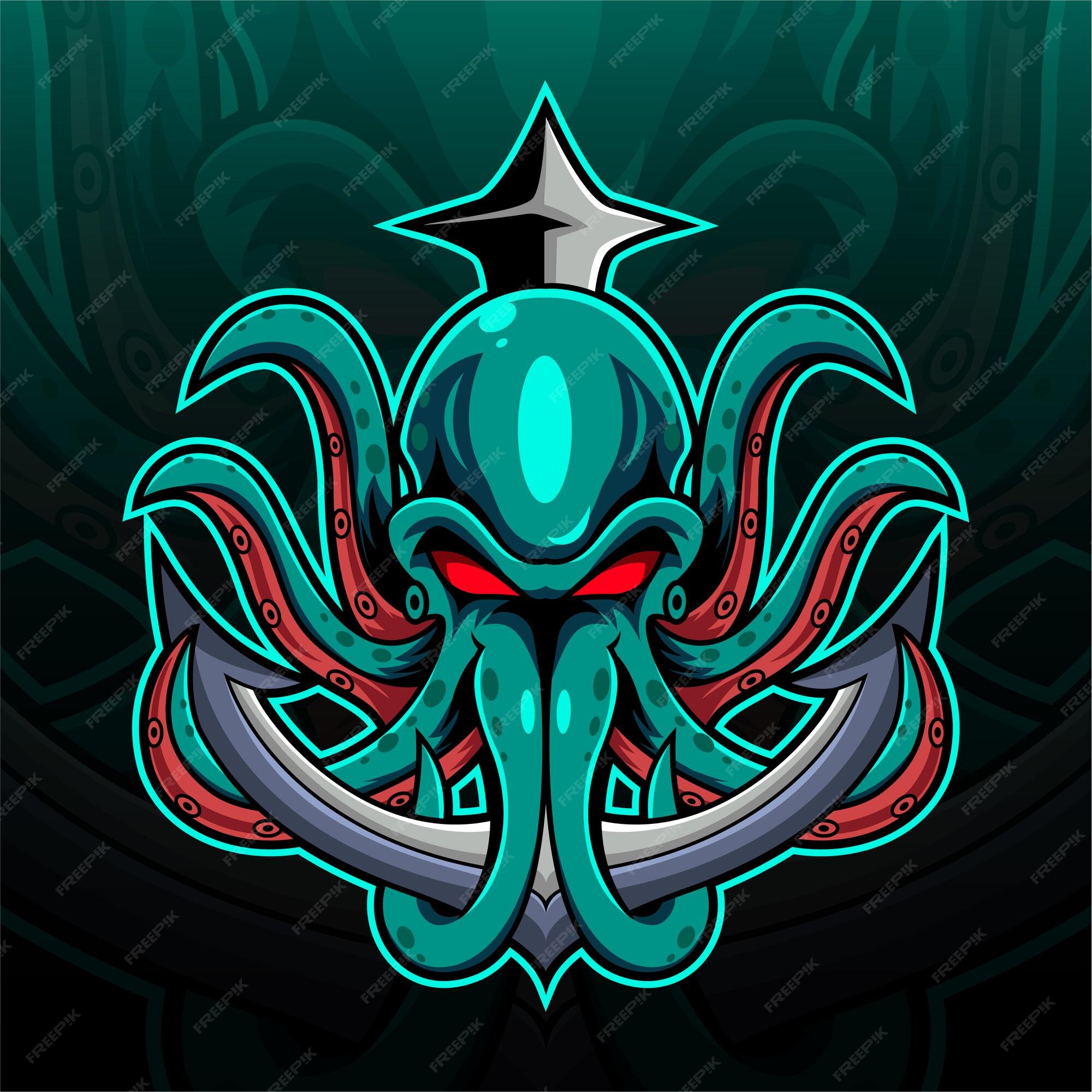 Premium Vector | Kraken octopus esport mascot logo