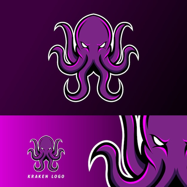 Vector kraken octopus inktvis mascotte sport gaming esport logo sjabloon voor ploeg team club