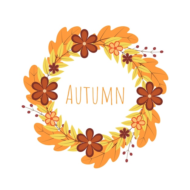 Krans van kleurrijke herfstbladeren en bloemen fall thema vector illustratie thanksgiving day wenskaart of uitnodiging