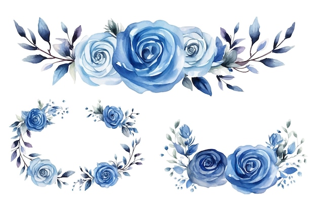 Kransen bloemenframe aquarel bloemen rozen illustratie handgeschilderd geïsoleerd op witte achtergrond