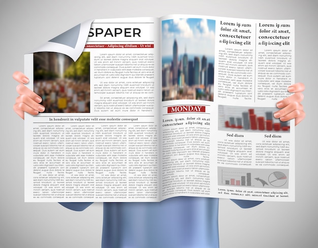 Krant met realistische illustraties