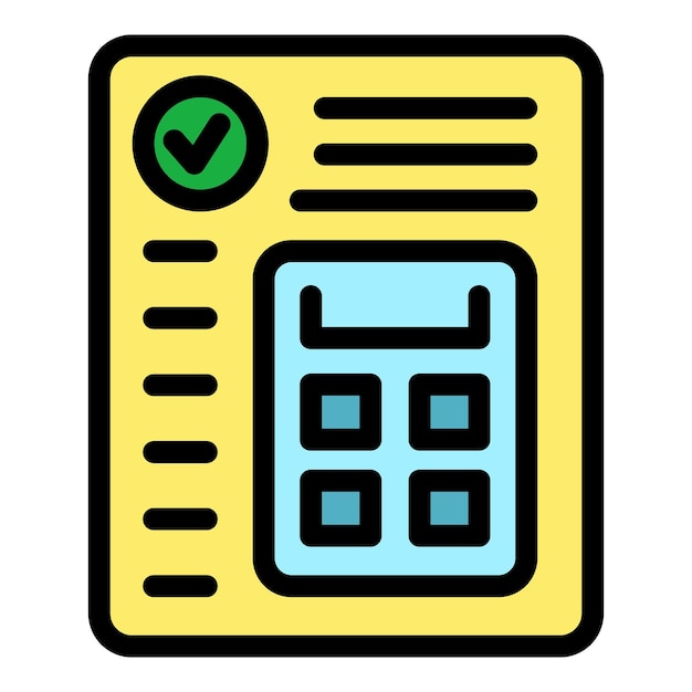 Kredietcalculator icoon outline vector Kleine bank Lokale document kleur vlak