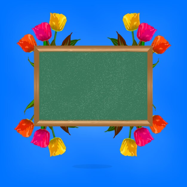 Krijtbord met tulpen