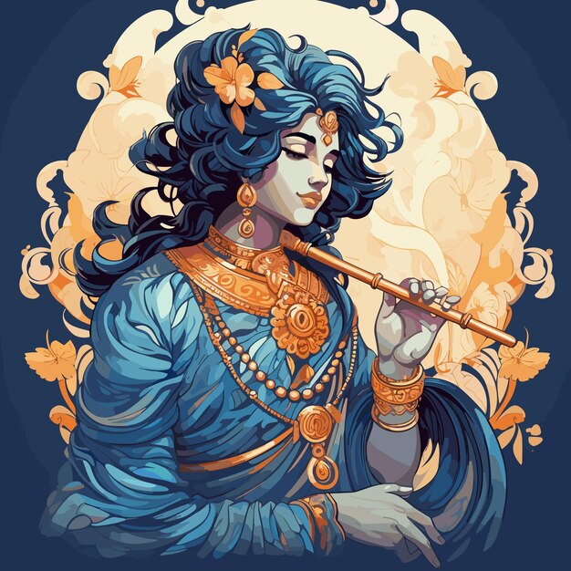 Vector krishna janmashtami festival birthday of krishna illustration