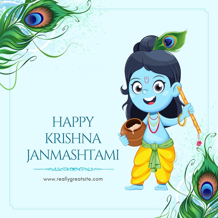 Vector krishna janmashtami instagram-bericht 1