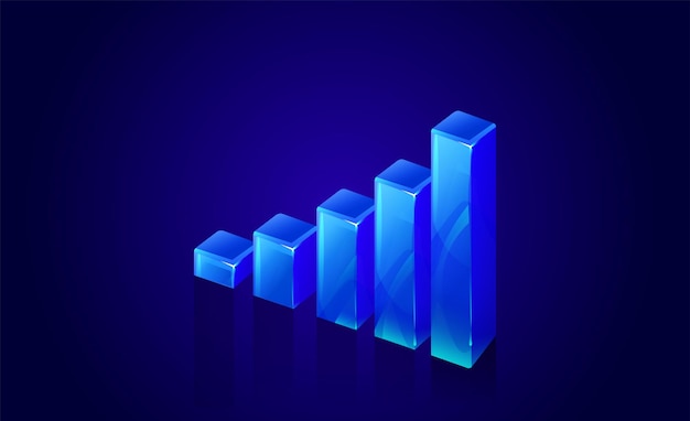 Vector kristalglasdiagram 3d-illustratie geldniveaus aandelenmarkt