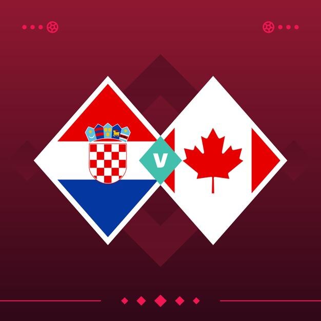 Kroatië canada wereld voetbal 2022 wedstrijd versus op rode achtergrond vectorillustratie