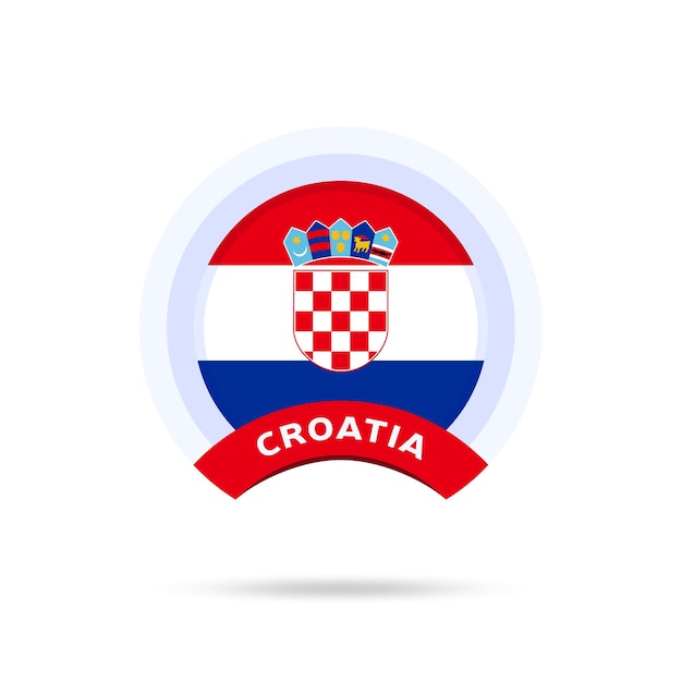 Kroatië nationale vlag Cirkel knop pictogram. Eenvoudige vlag, officiële kleuren en juiste verhoudingen. Platte vectorillustratie.