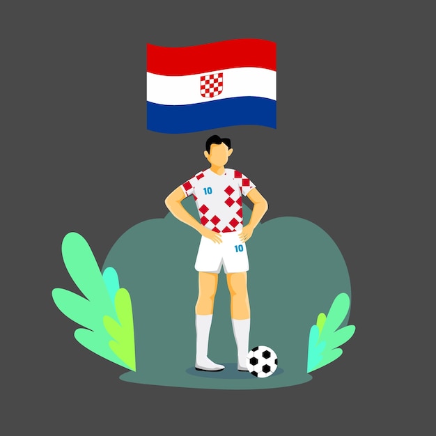 Vector kroatië speler flat concept karakterontwerp