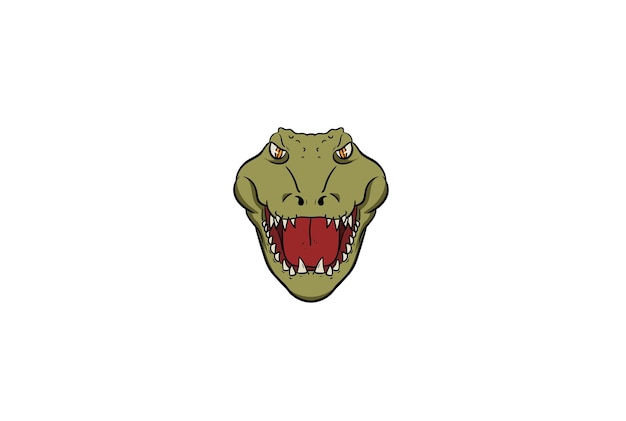 Vector krokodil hoofd mascotte logo cartoon dier gezicht kunst