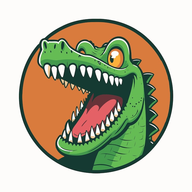 Krokodil karakter logo mascotte cartoon badge vectorillustratie