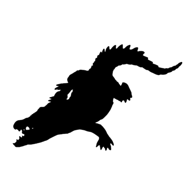 krokodil silhouet set collectie geïsoleerd zwart op witte achtergrond vector illustratie