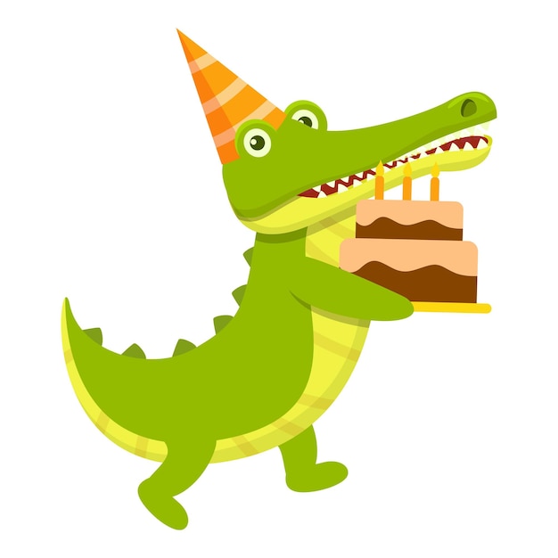 Krokodil verjaardagstaart icoon Cartoon van Krokodil geboorte dagtaart vector icoon voor webontwerp geïsoleerd op witte achtergrond