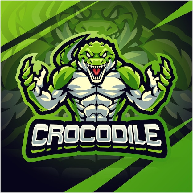 Krokodiljager esport mascotte logo ontwerp