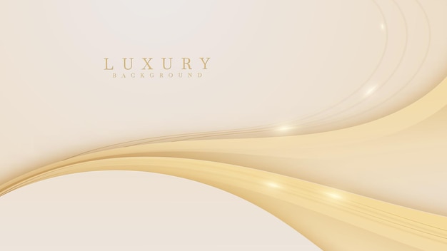 Kromme gouden lijnen luxe achtergrond. elegante realistische papier gesneden stijl 3d.
