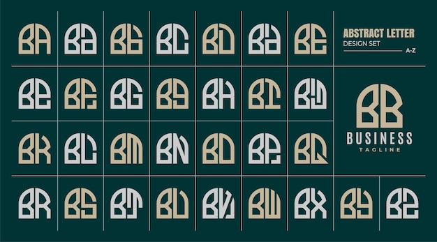 Kromme lijn abstracte vorm letter B BB logo ontwerp set