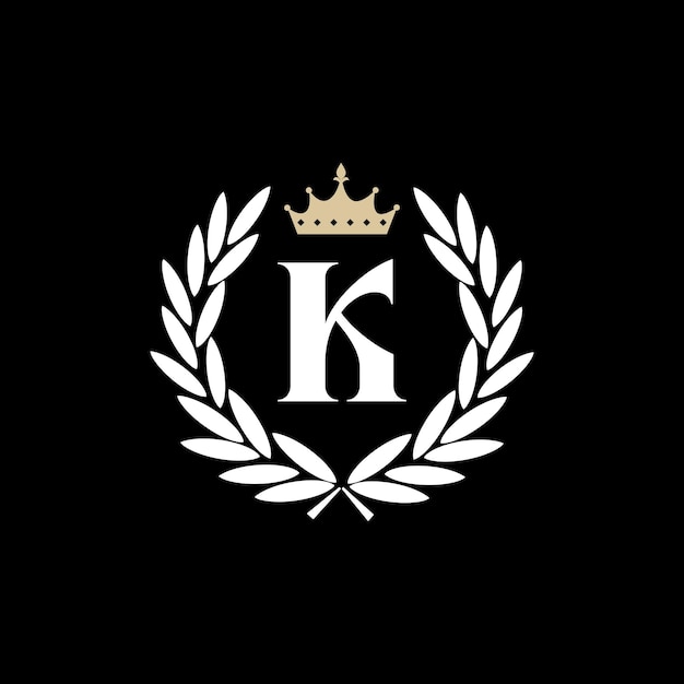 Vector kroon en letter k logo-ontwerp