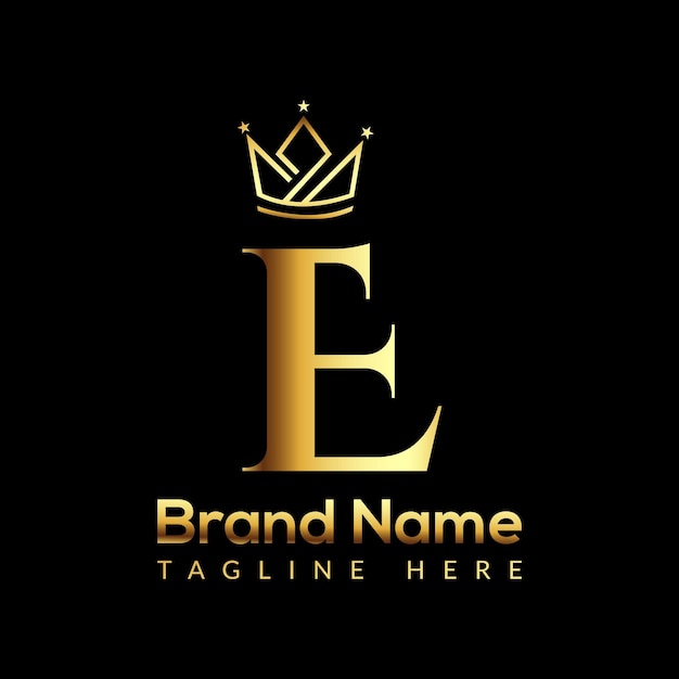 Vector kroon-logo op letter e-sjabloon. crown-logo op e-brief, initiële crown sign concept-sjabloon