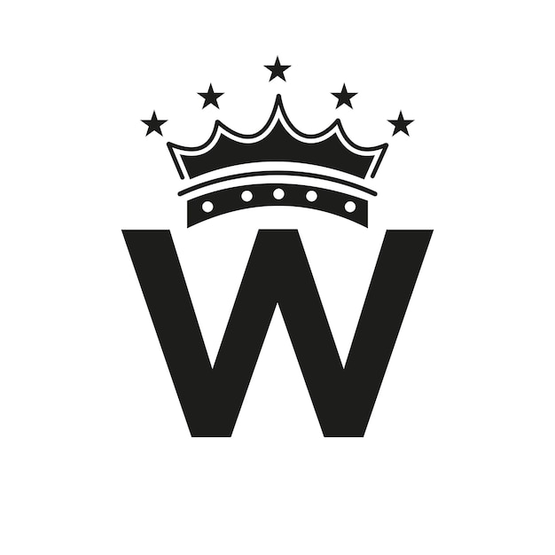 Kroon Logo Op Letter W Met Ster Icon Luxury Symbol Vector Template