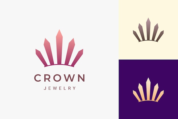 Kroon- of sieradenlogo in luxe en eenvoudige vorm vertegenwoordigen koning en koningin