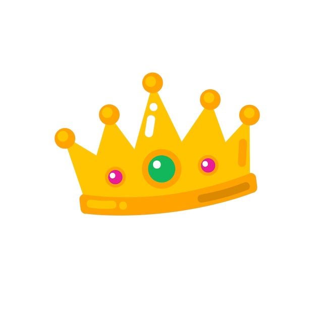 Kroonpictogram in egale kleurstijl Prinses symbool vectorillustratie op witte geïsoleerde achtergrond