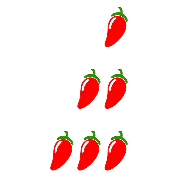Kruidenniveaumarkeringen Red hot chili peper Milde pittige hete extra hete meter Chili niveau iconen set