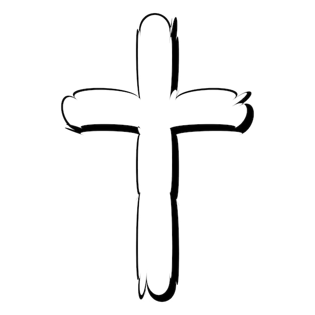 Vector kruis doodle schets christelijk geloof bijbel katholiek religieus symbool