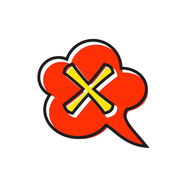 Kruis in wolk pictogram in vlakke stijl geïsoleerd op witte achtergrond Klik en keuze symbool