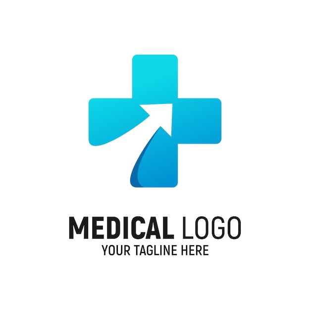 Kruis medische pijl Logo ontwerp sjabloon inspiratie vectorillustratie
