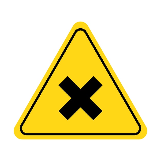 Kruis stopbord gevaar waarschuwingskruis pictogram met gele driehoek symbool
