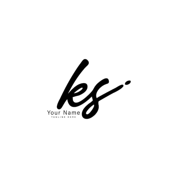 Vector ks initial logo in signature style for photography and fashion business hand drawn signature logo