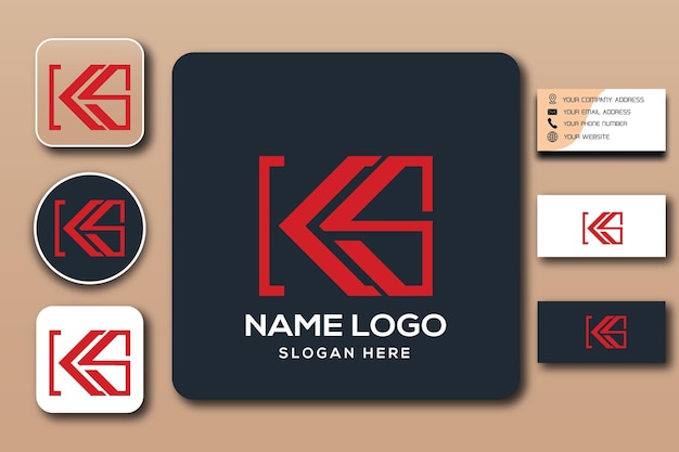 Ks monogram logo sjabloon kleur bewerkbaar