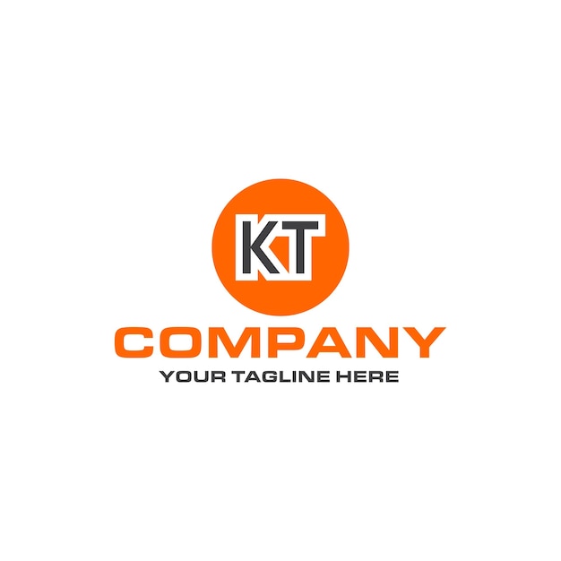 KT letter rounded shape logo design