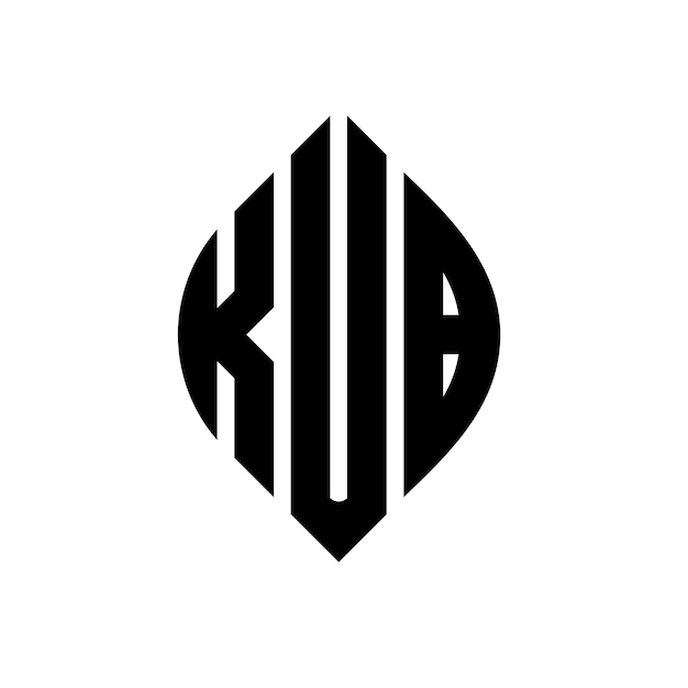 Вектор Логотип круговой буквы kub с формой круга и эллипса куб эллипсовые буквы с типографическим стилем три инициалы образуют логотип круга kub круг эмблема абстрактная монограмма письмо марка вектор