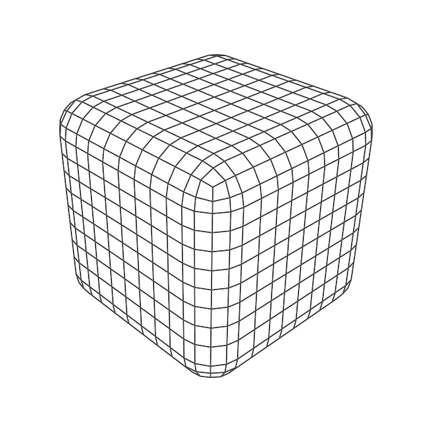 Kubus figuur laag poly lijn geometrisch roosterraster